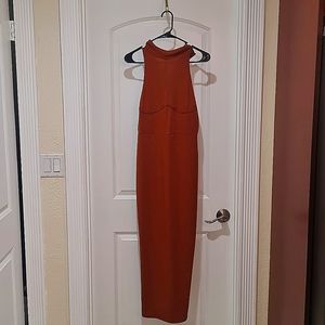 Brown Bodycon Midi Dress